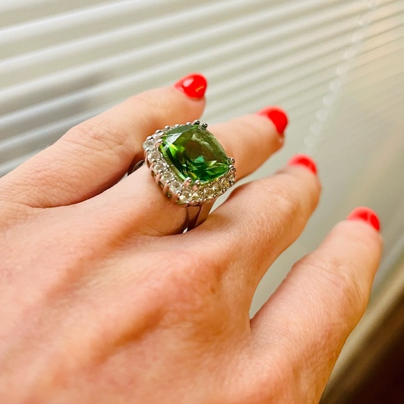 Fern Green Quartz and Topaz Ring sz 7 SS NEW - Picture 4 of 6
